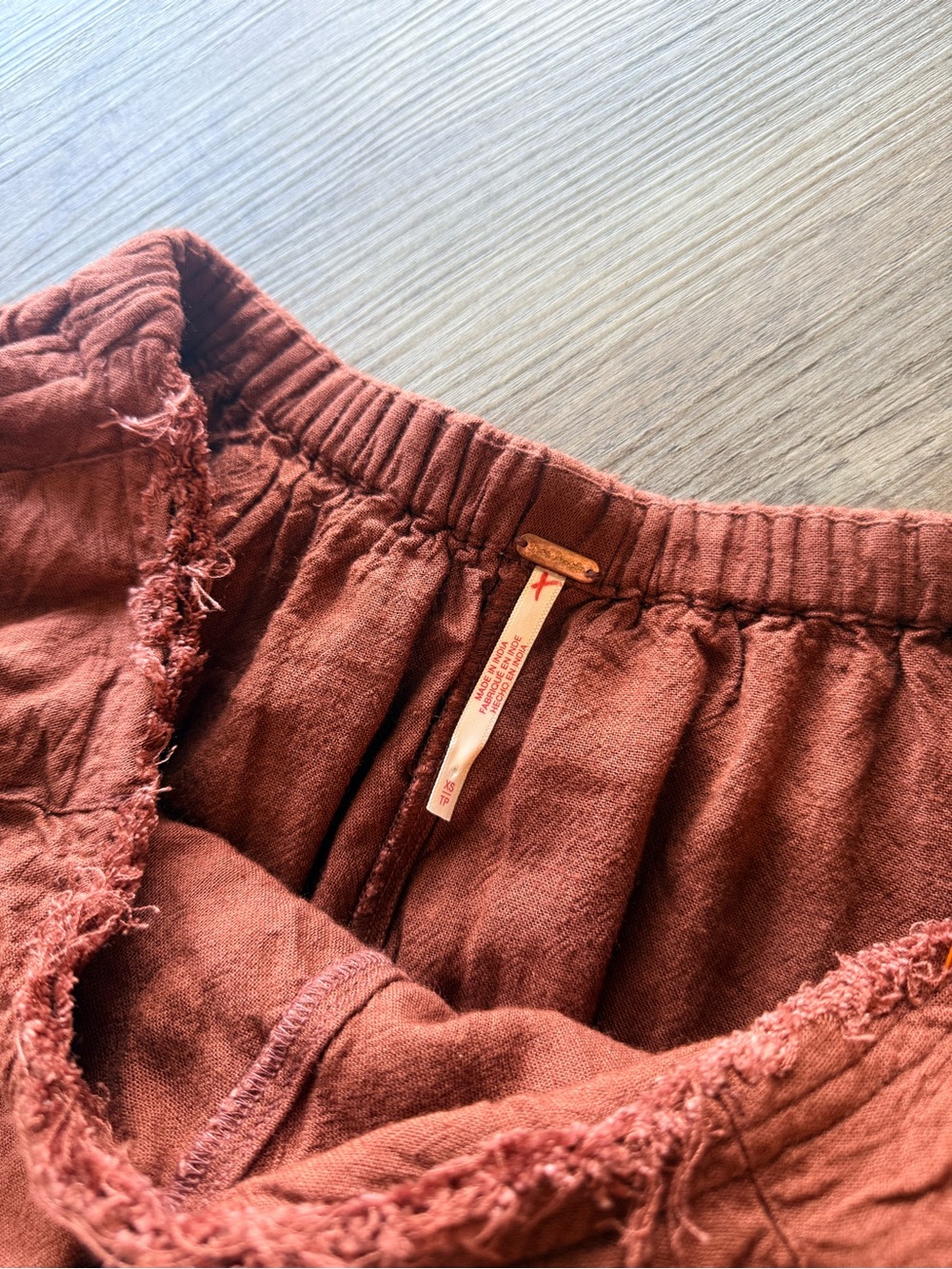 Free People Rust Ruffled Linen-Blend Shorts - Picture 2 of 6